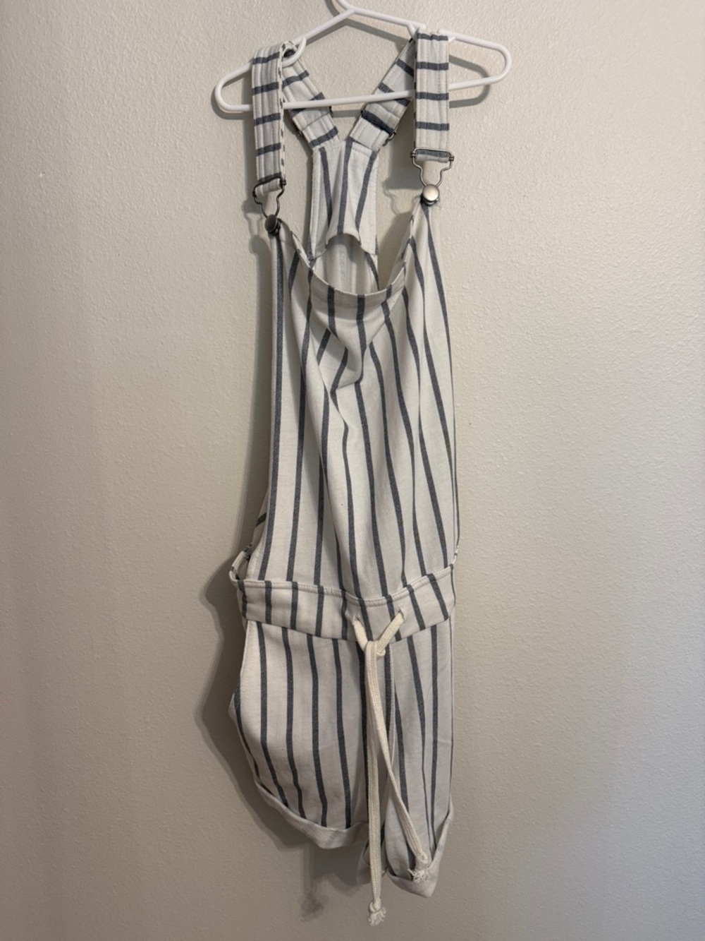 Ocean Drive White and Navy Striped Cotton Romper Overalls